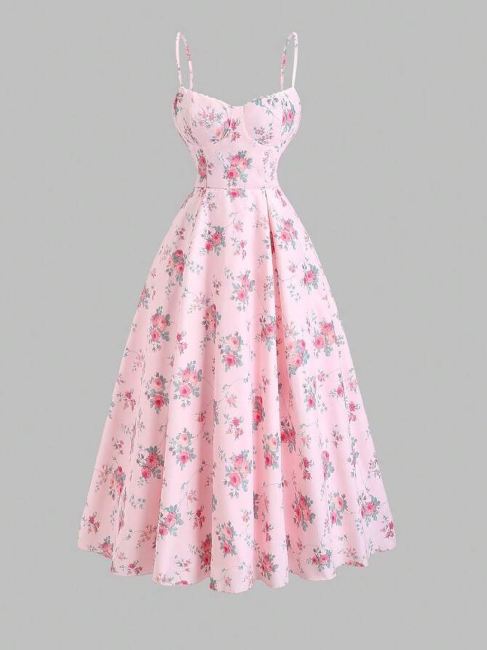 Pink Floral Fit-and-Flare Sundress